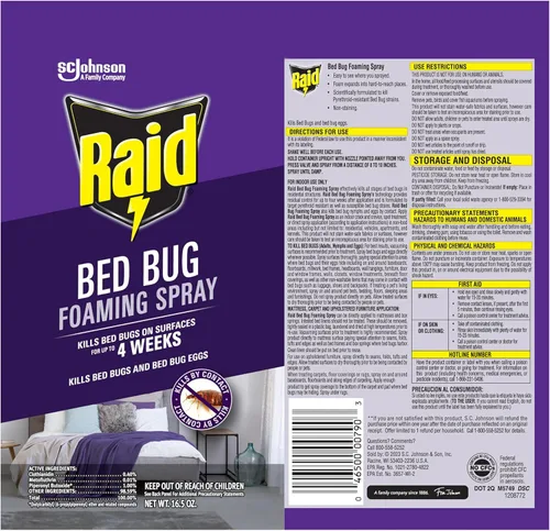 Miniatura 11 de Raid Spray espumoso para chinches de cama, mata las chinches y sus huevos, para uso en interiores, no mancha, mantiene matando durante semanas, 16.5