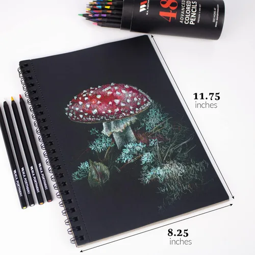 Miniatura 5 de WA Portman - Cuaderno de bocetos de papel negro A4 (8.3" x 11.7"), papel negro para marcadores de 140 GSM sin ácidos, 60 páginas (30 hojas), diario