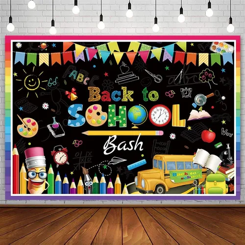 AIBIIN Fondo de fiesta de regreso a clases, 7 x 5 pies, primer día de escuela, preescolar, jardín de infantes, decoración de fiesta, pizarra, aula,