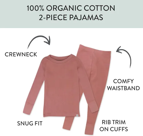 Miniatura 2 de HonestBaby Pijama de 2 piezas para dormir, 100% algodón orgánico para bebés y niñas pequeñas