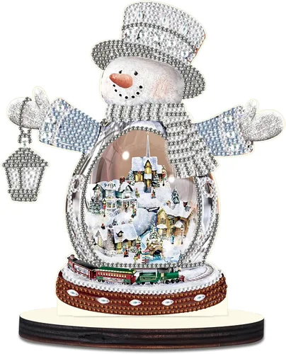 Miniatura 12 de antor Kit de adornos de escritorio con diseño de árbol de Navidad, muñeco de nieve, pintura de diamante, para adultos, principiantes, arte de Árbol