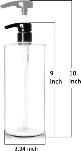 Miniatura 3 de Youngever Paquete de 4 botellas de bomba para champú de 32 onzas (1 litro), botellas vacías de champú, cilindro de plástico con bombas a prueba
