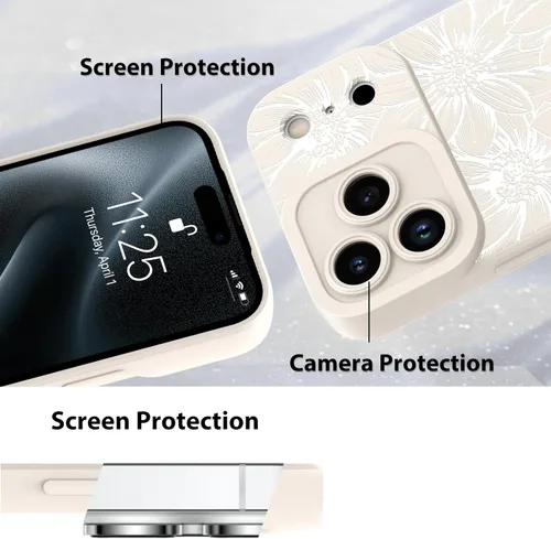 Miniatura 4 de MZELQ Funda para iPhone 17 Pro 2025, diseño de girasoles de silicona, flores florales, protección de cámara, funda delgada y suave para teléfono