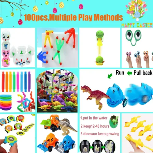 Miniatura 5 de 100 huevos de Pascua rellenos con juguetes novedosos, colores brillantes para cestas de Pascua, recuerdos de fiesta de Pascua y caza
