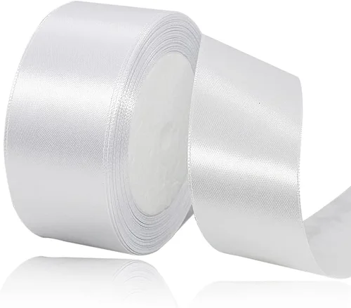 Miniatura 104 de Cinta blanca de 1/8 pulgadas x 100 yardas, cintas de tela de satén blanco para envolver regalos, manualidades, álbumes de recortes, ramos florales