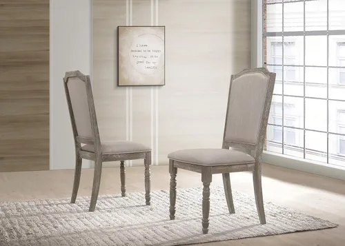 Roundhill Furniture Ferran - Silla de comedor con pedestal de madera, color gris recuperado, juego de 2