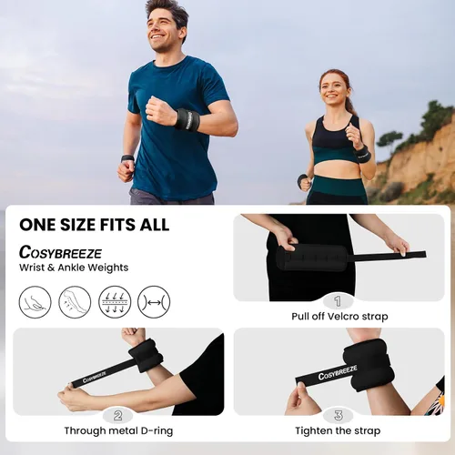 Miniatura 6 de Pesas de tobillo de 1/2/3/4/6/8/10 libras, 1 par de pesas de muñeca y pierna para mujeres y hombres, fuerza pesada para caminar, correr, trotar