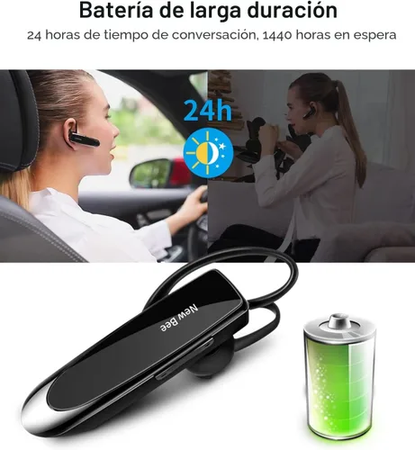 Miniatura 3 de [Paquete de 2] Auricular Bluetooth inalámbrico manos libres V5.0 24 horas conducción con micrófono 60 días auriculares Bluetooth en espera