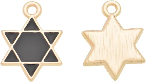 Miniatura 5 de Paquete de 80 dijes esmaltados de estrella de David con estrella negra de seis puntas chapados en oro, colgantes de colores estilo hawaiano, VID350