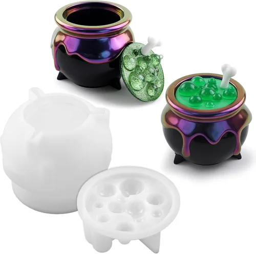 Miniatura 9 de Actvty Molde de resina para tarro de oso, molde de silicona para tarro con tapa, moldes de fundición de epoxi de oso 3D, caja de baratijas, tarro