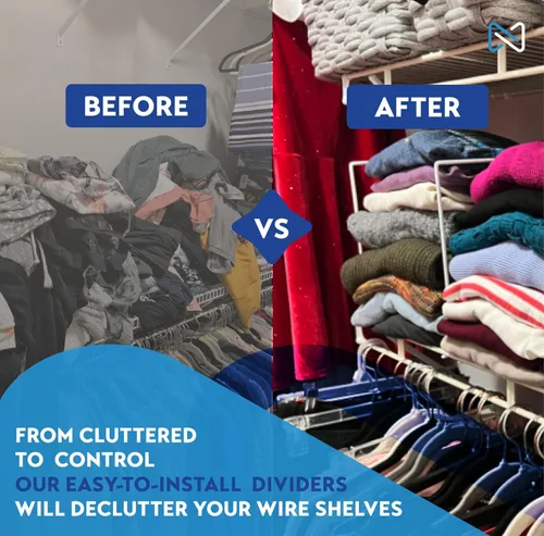 Miniatura 2 de Divisores Altos de Estante de Alambre Blanco para Organización del Closet – Divisores de Estantes de Closet Resistentes y Fáciles de Instalar