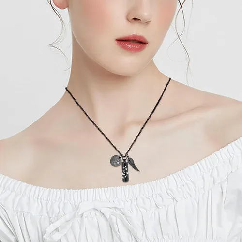 Miniatura 5 de shajwo Collar de cenizas de urna cilíndrica para mujeres y hombres, joyería de cremación de mariposa, ceniza amada, un colgante de ala de ángel
