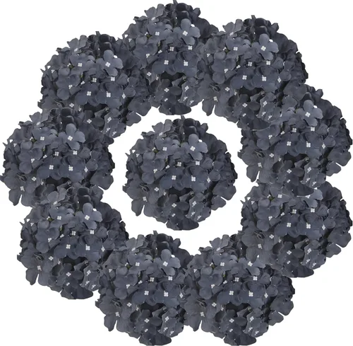Miniatura 22 de Cabezas de hortensias de seda con tallos de flores artificiales para decoración del hogar, boda, paquete de 10 unidades (rosa melocotón)