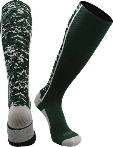 TCK Calcetines de béisbol para jóvenes, niños u hombres, con diseño de camuflaje digital y longitud hasta por encima de la pantorrilla