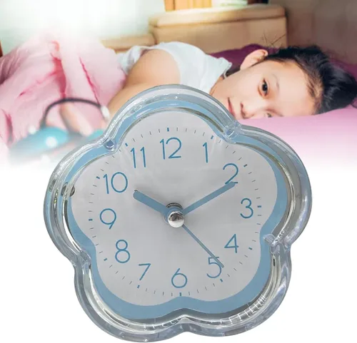 Miniatura 3 de Reloj despertador, lindo reloj despertador en forma de flor, silencioso, de bajo ruido, transparente, pequeño reloj despertador para sala de estar