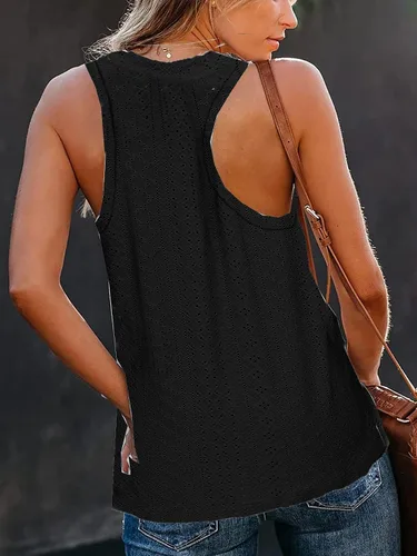 Miniatura 2 de JAWINT Camisetas sin mangas con cuello en V profundo para mujer, bordadas, casuales, lindas, holgadas
