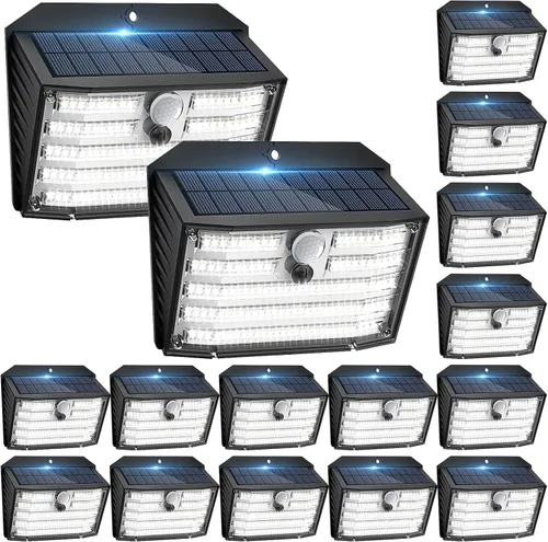 Miniatura 11 de CLAONER Luces solares para exteriores [126 LED], luces inalámbricas con sensor de movimiento, luces de seguridad impermeables IP65, 3 modos, ángulo