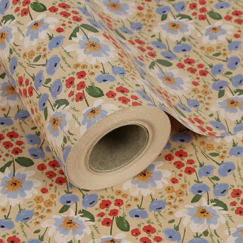 Miniatura 20 de Aimyoo - Rollo de papel de regalo floral kraft - Rollo jumbo - 30 pulgadas x 33 pies - Papel de regalo vintage con flores para todas las ocasiones