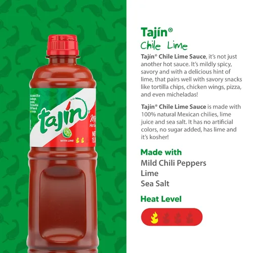 Miniatura 4 de Tajín - Salsa de lima Chile, salsa de lima chilena mexicana suave para aperitivos, tacos, alas, nachos, frutas y cócteles, sabor picante y picante