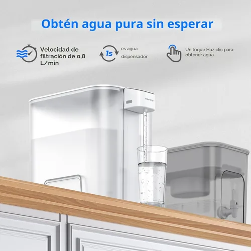 Miniatura 5 de Waterdrop Gran dispensador de filtro de agua eléctrico de 27 tazas, sistema instantáneo recargable de 200 galones, certificado NSF/ANSI Blanco