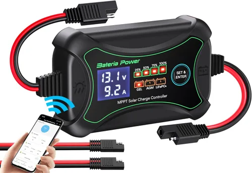 Miniatura 9 de Bateria Power Controlador de carga solar MPPT de 10 amperios y 12 voltios, controlador de panel solar portátil inteligente, regulador solar