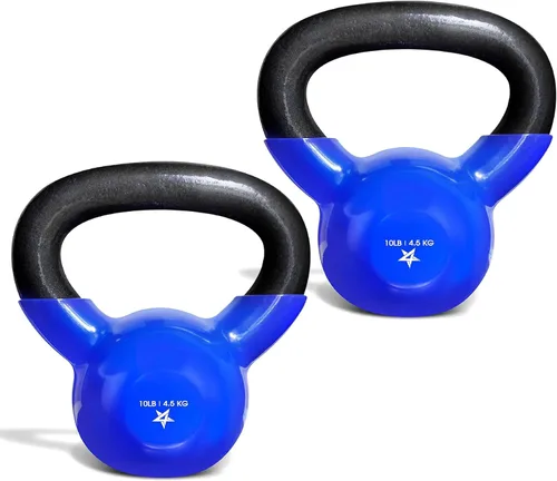 Miniatura 15 de Yes4All Pesa rusa, pesas rusas de hierro fundido con revestimiento de vinilo de 5-100 LB para entrenamiento de fuerza para ejercicios de gimnasio