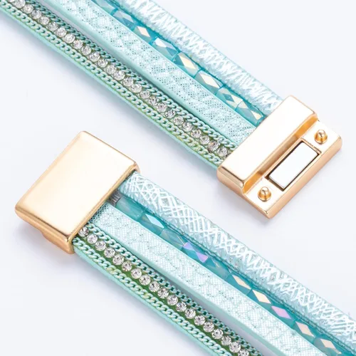 Miniatura 227 de FANCY SHINY - Pulsera de cuero estilo bohemio, pulsera de cuentas de cristal con cierre magnético, regalos de joyería para mujer