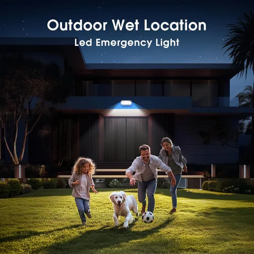 Miniatura 6 de Luz de emergencia exterior con clasificación de ubicación húmeda, luces de emergencia LED exteriores impermeables con batería de respaldo, cabezales
