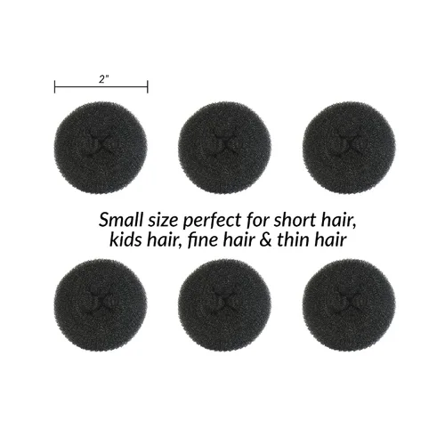 Miniatura 3 de Styla Hair Pequeño Fabricante de Moños para Niños - Moños de Ballet y Calcetín, Dona de Cabello Fácil (6 piezas, Negro, Tamaño 2 Pulgadas)