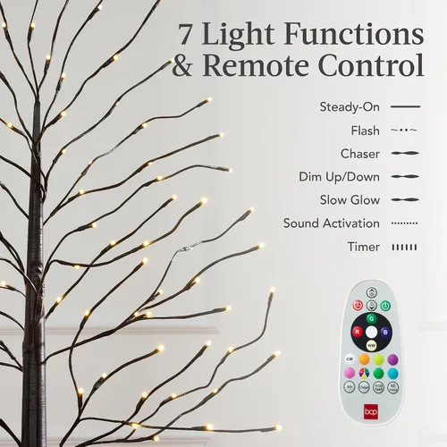 Miniatura 5 de Best Choice Products Árbol de abedul iluminado de 4 pies, 6 pies y 8 pies, paquete de 3 con luces LED, 12 opciones de color con blanco cálido