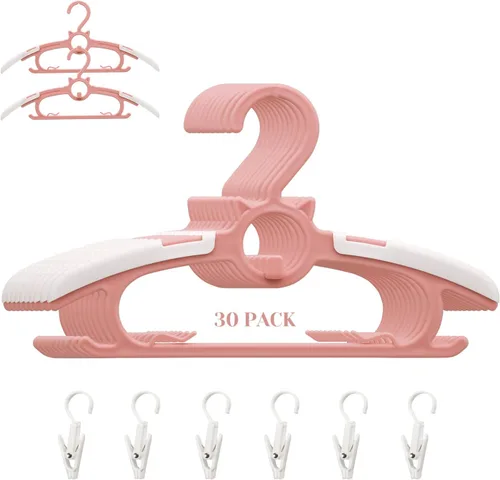 Miniatura 13 de Perchas de guardería para armario de bebé, paquete de 30 perchas ultradelgadas antideslizantes y extensibles para ropa de recién nacido, colgador