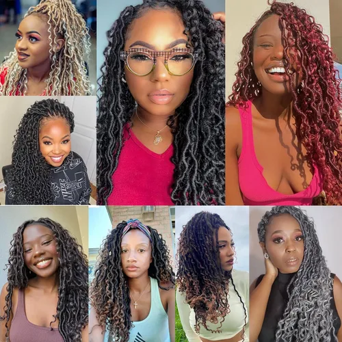 Miniatura 5 de 8 pulgadas Goddess Faux Locs pelo de ganchillo para mujer negro 7 paquetes de rastas estilo bohemio río para mujeres niños cabello pre rizado