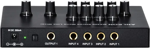 ANLEON MX400 Mezclador de línea mono de 4 canales de bajo ruido para guitarras y bajos teclados mezclador estéreo de 5 canales