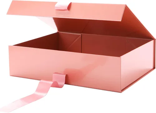 Miniatura 2 de GREEN BEAN 6 cajas de regalo grandes con tapas para regalos de 13 x 9.7 x 3.4 pulgadas, cajas de regalo magnéticas color oro rosa con cinta, cajas