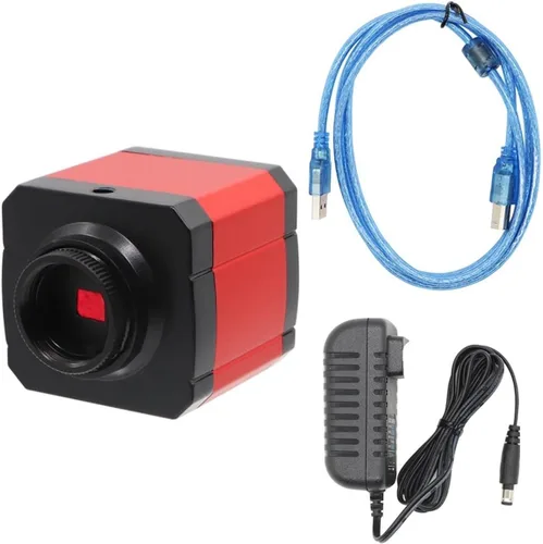Cámara de microscopio HDMI HD 2MP 30FPS HDMI USB Industrial Digital Teléfono Cámara Microscopio para Microscopio Binocular Trinocular (Color : Rojo)