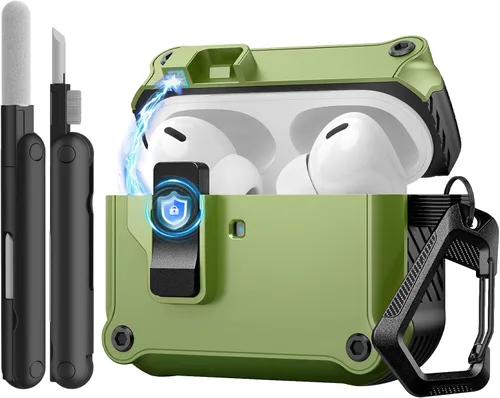 Miniatura 14 de TiMOVO Funda para Airpods Pro 3 (2025) con clip de bloqueo seguro, cubierta dura protectora automática de caída completa para Apple AirPod Pro de 3ª