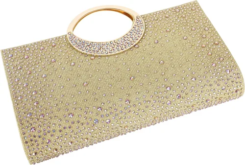 Miniatura 27 de Dexmay - Bolso de mano con diamantes de imitación con asa de cristal para boda, fiesta, elegante bolso de mano para mujer