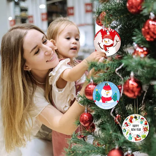 Miniatura 2 de Plantillas de Adornos de Sublimación de 3", 50 Piezas de Adornos de Sublimación Redondos en Blanco, Plantillas de Adornos de Navidad de Sublimación