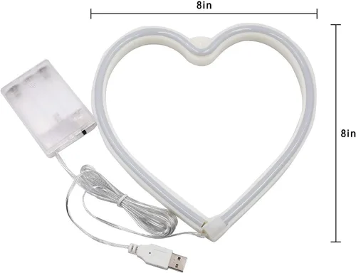 Miniatura 6 de Letrero de neón con forma de corazón rosa, funciona con pilas o USB, luces LED para decoración del día de San Valentín, regalos de San Valentín
