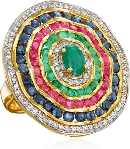 Miniatura 4 de Ross-Simons Anillo circular de piedras múltiples de 2.80 quilates en oro de 18 quilates sobre esterlina, Piedra preciosa, esmeralda