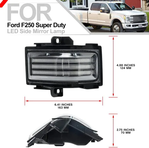 Miniatura 5 de Conjunto de luces LED para espejo lateral para Ford F-150 F-250 F-350 F-450 F-550 Super Duty 2015-2023 LED de remolque manual plegable espejo
