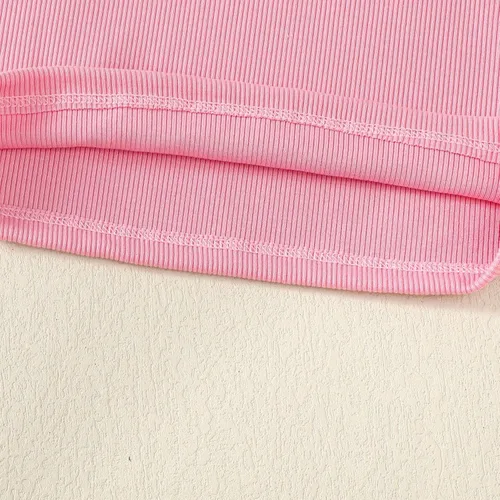 Miniatura 5 de OPAWO Camisetas de manga larga y corta con volantes para niña, blusa acanalada para niña, ropa para bebé, paquete de 2 unidades de 1 a 6 años