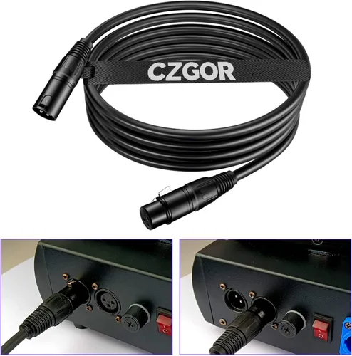Miniatura 6 de Cable DMX de 10 pies, paquete de 10 cables flexibles de señal XLR macho a hembra, adecuado para señal de iluminación de escenario, conexión XLR
