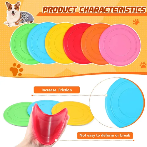 Miniatura 4 de Syhood 6 discos voladores para perros de goma suave para entrenamiento de perros, discos voladores para jugar al aire libre, para jardín