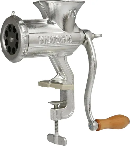 Miniatura 7 de Victoria Picadora de carne de hierro fundido con montaje fijo en la mesa, molinillo manual de salchichas y picadora de carne, número 12, fabricado