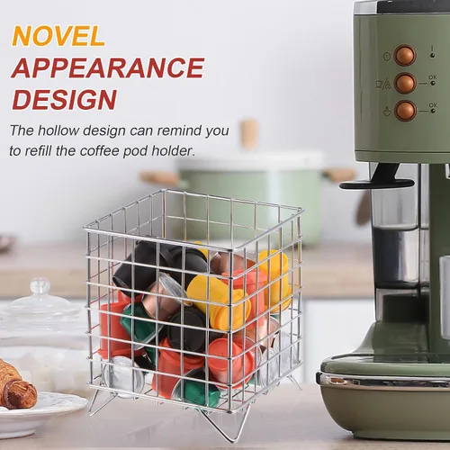 Miniatura 4 de uxcell 2 soportes para cápsulas de café, soporte de metal para tazas K, cesta de almacenamiento de cápsulas de café de gran capacidad para cocina
