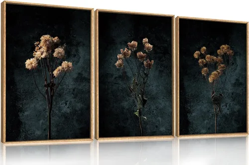 Miniatura 18 de LHIUEM Gran Arte de Pared de Lienzo Abstracto Marrón Gris Enmarcado, Decoración de Pared en Toques de Pincel Pastel, Pintura de Pared Moderna