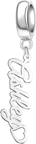 QeenseKc Colgante de corazón con nombre personalizado para Pandora, pulsera europea, collar, regalo para mujeres y niñas