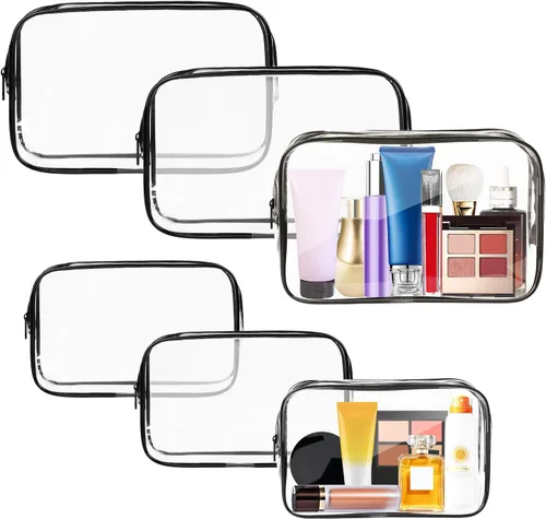 Miniatura 13 de Bolsa de maquillaje transparente AURUZA, bolsas de aseo portátiles para viajes con cremallera, bolsas organizadoras transparentes aprobadas por
