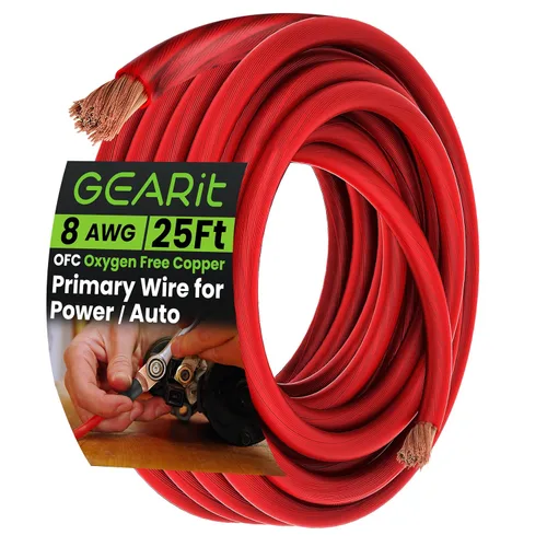 Miniatura 11 de GEARit Cable de calibre 8 OFC, cable de batería de cobre sin oxígeno 8 AWG, cable negro de alimentación/tierra de 25 pies para audio de automóvil